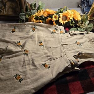Cider Cream Jumpsuit with Yellow Floral Embroidery